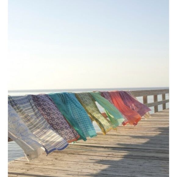 Matta NY Dupatta Silk Cotton Scarf Pareo Wrap Tassels Shawl / new no tags - Picture 6 of 9